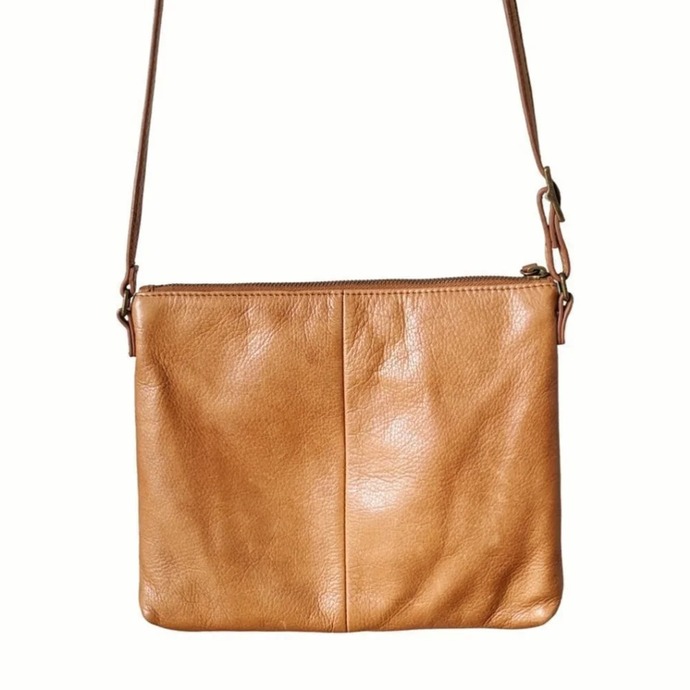 MARGOT New York Whiskey Tan Leather Accordion Crossbody